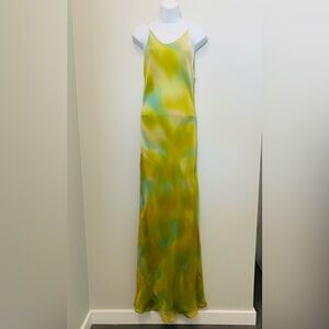 Sleeveless sexy Green Tie-Dye Slip Dress fairy festival